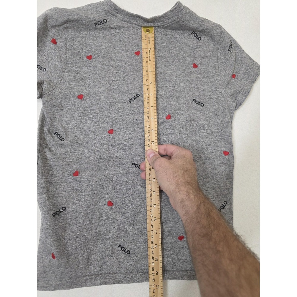 Polo Ralph Lauren Shirt Womens Small Gray Heart Logo Short Sleeve Embroidered - Picture 7 of 11